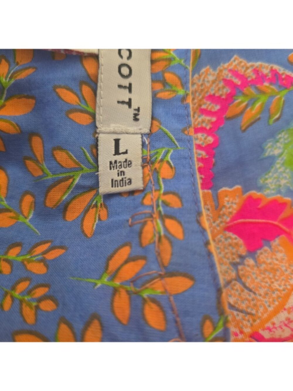 Gretchen Scott Resortwear Split Neck Tropical Pullover Tunic 3/4 Sleeve Sz L - Picture 13 of 13
